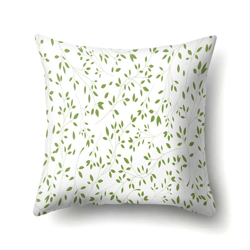 Polyester Pillowcase Ins Style Plant Flowers Nordic Printed Peach Leather Velvet Cushion Cover Sofa Waist Cushion Cover