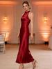 Европейское и американское formalное платье с halter-вырезом из шелкового сатина 2026