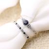 2 Pcs Charm Fashion Green Blue Rhinestone Engagement Bride Ring Set for Women Wedding Party Jewelry