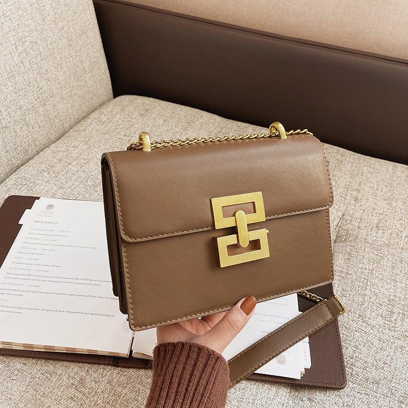 IELGY Women's Retro Fashion Chain Small Square Bag, Creative Lock Messenger Bag