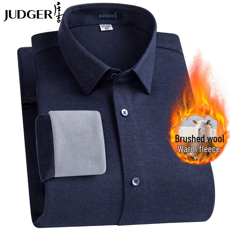 Мужская зимняя теплая рубашка Zhuangji с флисовой подкладкой, в стиле business casual