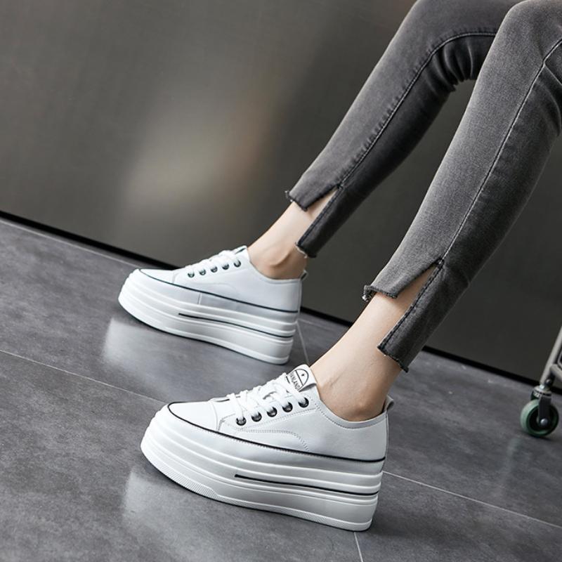 8 см натуральная кожа вулканизированные летние высокие удобные весенне-осенние женские кроссовки вулканизированные массивные туфли-лоферы