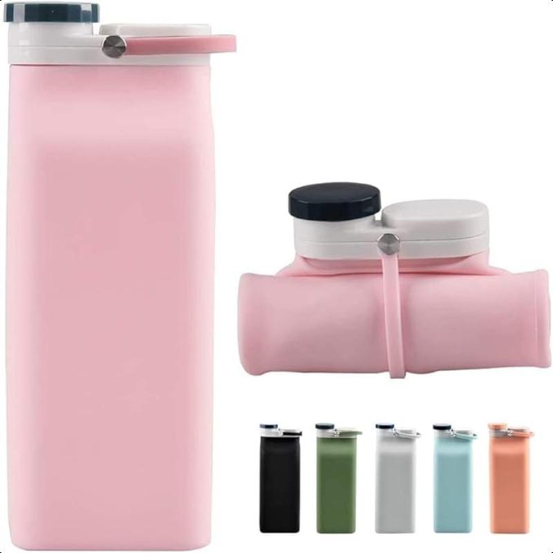 Collapsible water bottle, BPA-free - 20oz collapsible water bottle, travel and sports water bottle, triple leak-proof, lightweight.