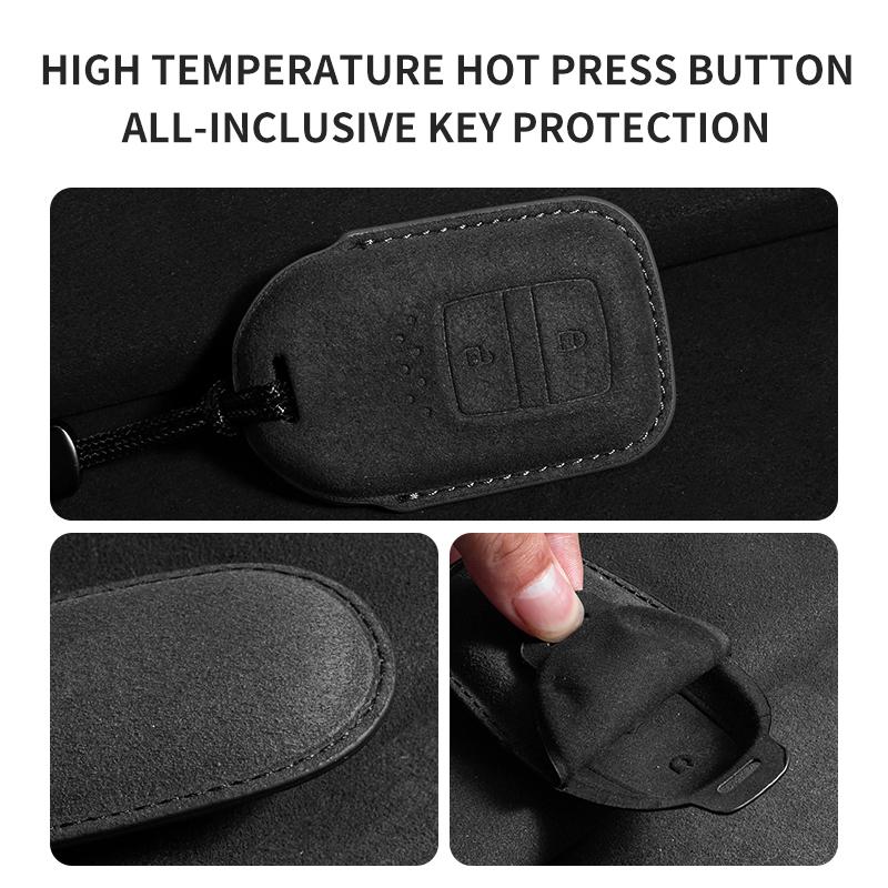 Car Remote Key Case Cover For Honda HRV XRV URV Vezel City Civic Jazz BRV BR-V Accord  4 Buttons Suede Keychain Holder Shell