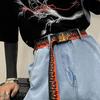 Canvas Flame Belt Wide Side Men Waist Belt Adjustable Canvas Belt  Party