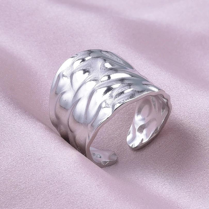 Массивное Неровное Широкое Кольцо Открытое Кольцо из Нержавеющей Стали Для Женщин Мужчин Аксессуары Индийские Украшения Винтажное Кольцо на Палец Bague Femme Подарок