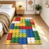 Colorful Building Blocks Pattern Non-Slip Home Carpet Design for Office Decor Living Room Bedroom Gift