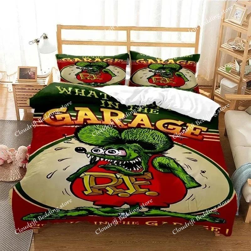 Мультяшный комплект постельного белья Rat Fink Пододеяльник Покрывало для спальни Односпальный Двуспальный King Size Наволочки Домашний текстиль