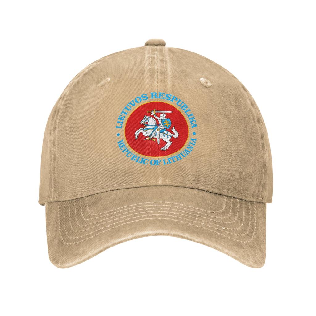 Lietuva Lithuania Coat Of Arms Washed Denim Cap Casual Baseball Caps Adjustable Hat Summer Unisex Baseball Hats
