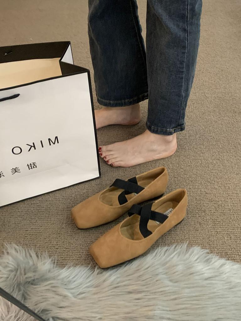 Retro Flat Bottom Square Head Black Cross Strap Single Shoes Women's Shoes 2025 New Summer Evening Mary Jane Ladyshoes