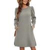 Women Casual Sweater Dress Winter Knitted Sundress Wiht Pockets Long Sleeve Tunic Clothes Keep Warm Midi Dresses