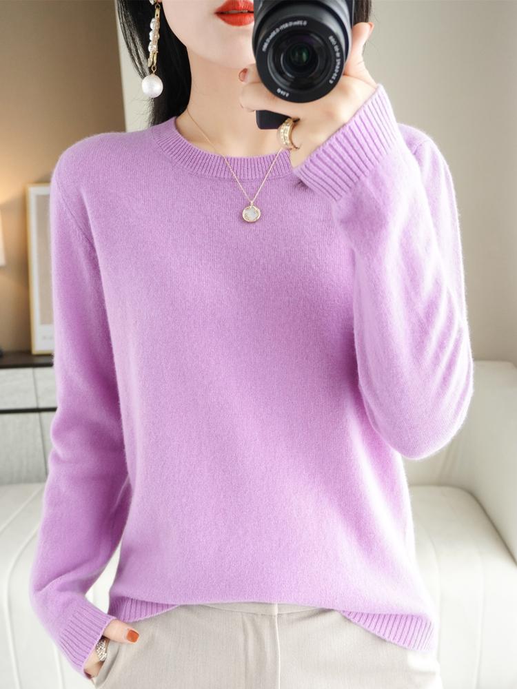 Winter Classic Style Cashmere Pullover Fashion Merino Wool Sweater Round Neck Long Sleeve Knitwear Soft Warm Basic' Clothing Top