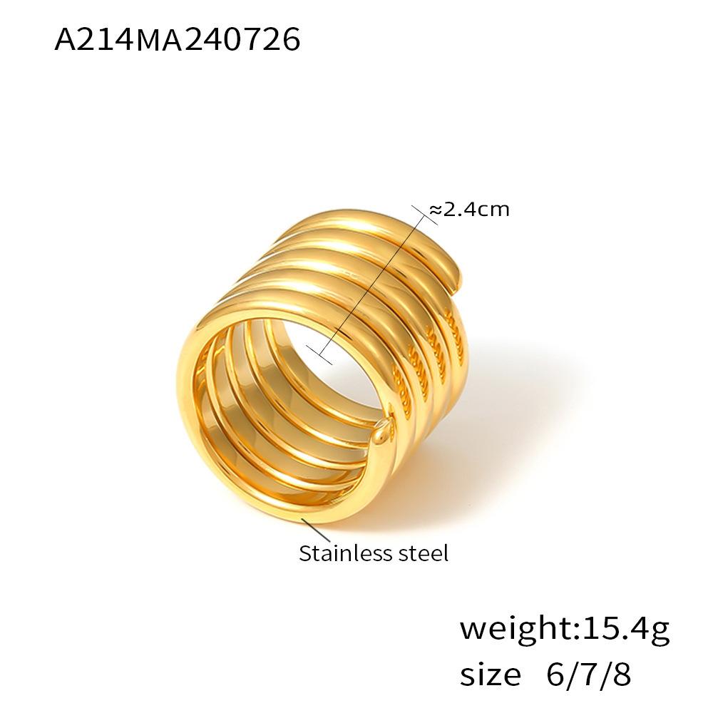 Spring Shape Ring For Women Stainless Steel 18K Gold Plated No Tarnish Women's Aesthetic Spiral Rings Luxury Designer Jewelry