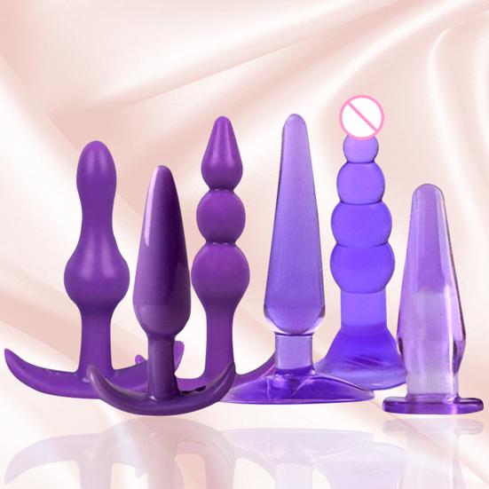 6Pcs Women Men Silicone Anal Beads Butt Plug Adult Sex Toy Prostate Massager