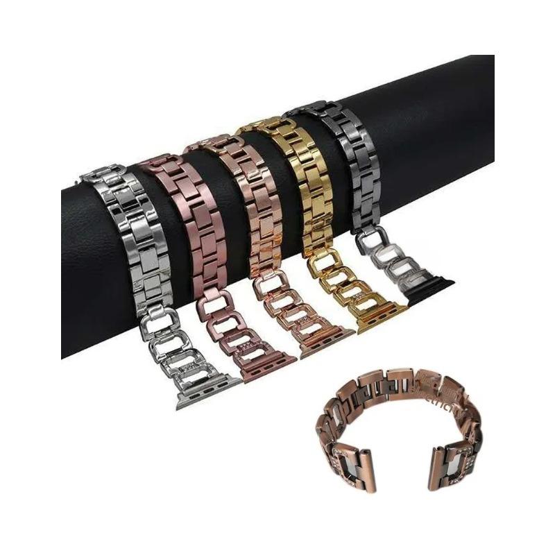 Модный простой ремешок D для Apple Watch 38/40/41мм 42/44/45/49мм Металлический ремешок-цепочка с бриллиантами Съемный