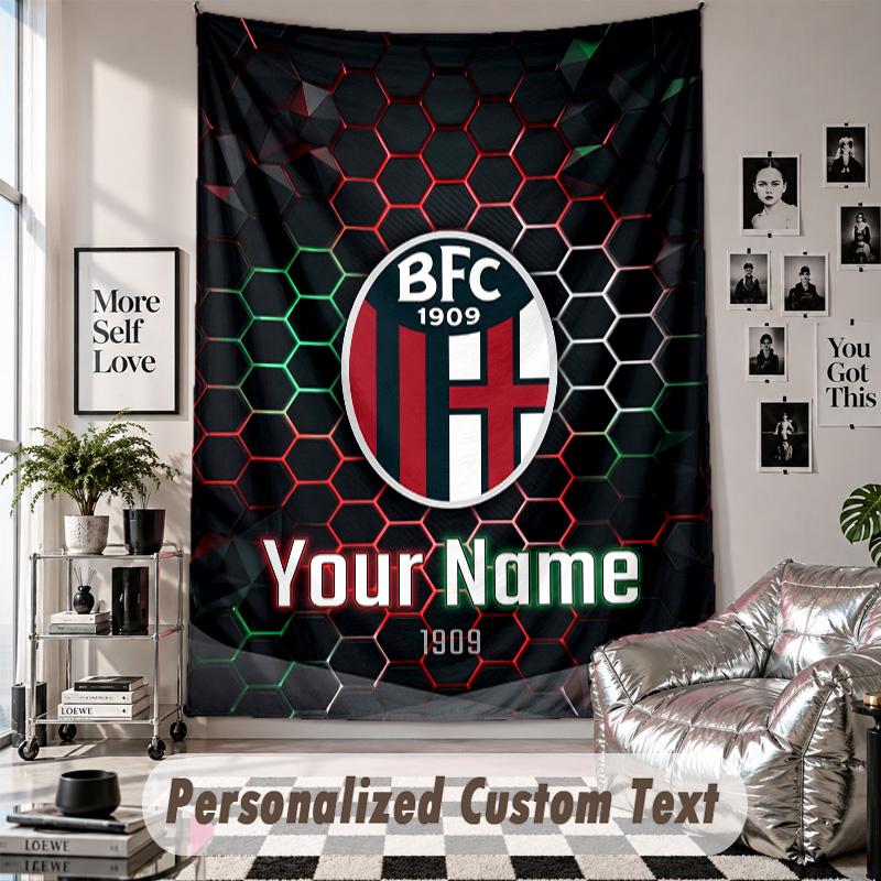 Custom Tapestry Wall Hanging, Bologna FC Personalized Name Text Home Wall Decor