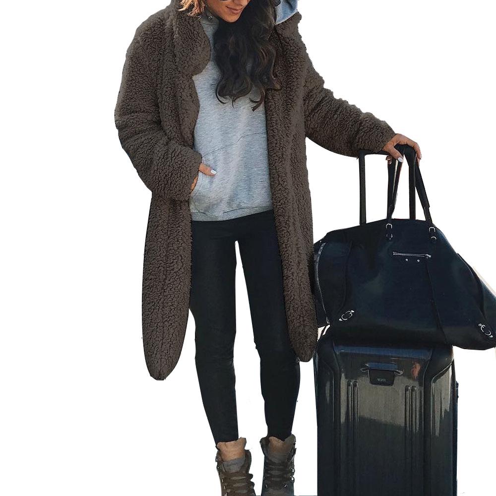 Повседневная Модная Теплая Куртка Женское Пальто Классическое Однотонное Пальто Женское Зимнее Плюшевое Пальто