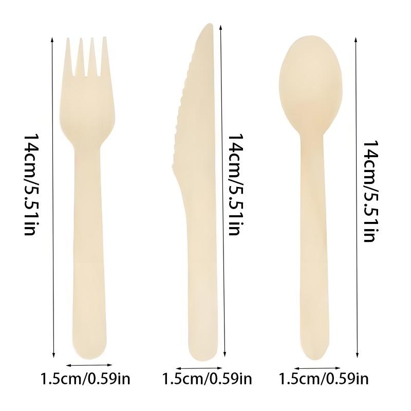 50/100 шт одноразовые деревянные ножи вилки ложки вечеринка ресторан пикник на открытом воздухе фастфуд торт десерт биоразлагаемый набор столовых приборов