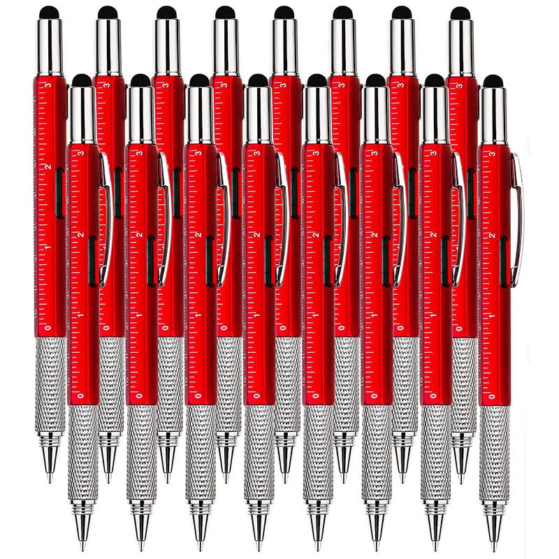 16 шт. 6 в 1 шариковая ручка-стилус с уровнем линейка отвертка инструмент офис школьные принадлежности ручной инструмент