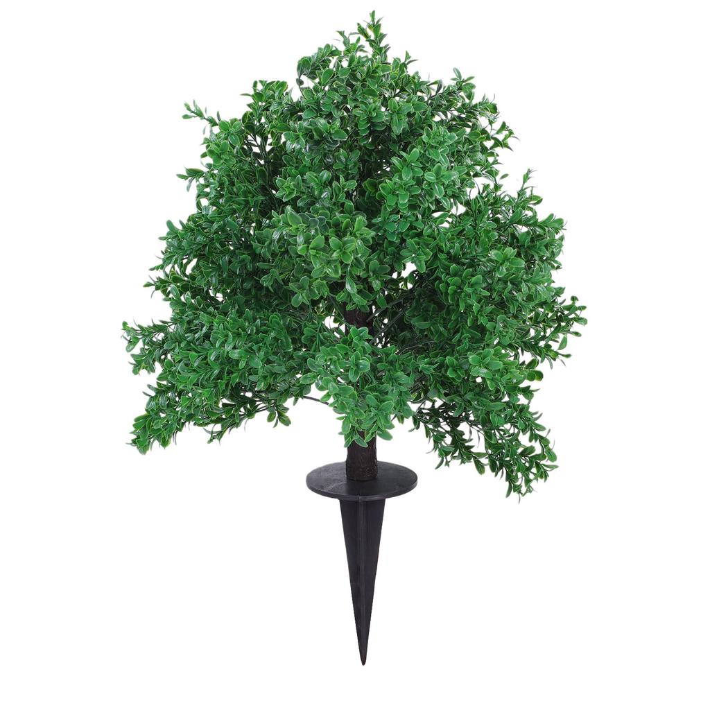 2pcs Artificial Boxwood Topiary Tree Faux Bushes Shrubs with Ground Spike for Front Porch Outdoor Garden Decor