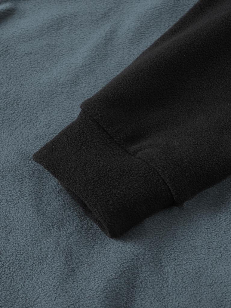 Мужская осенне-зимняя флисовая толстовка с полумолнией, воротником-стойкой, цветовыми блоками и жаккардовым узором