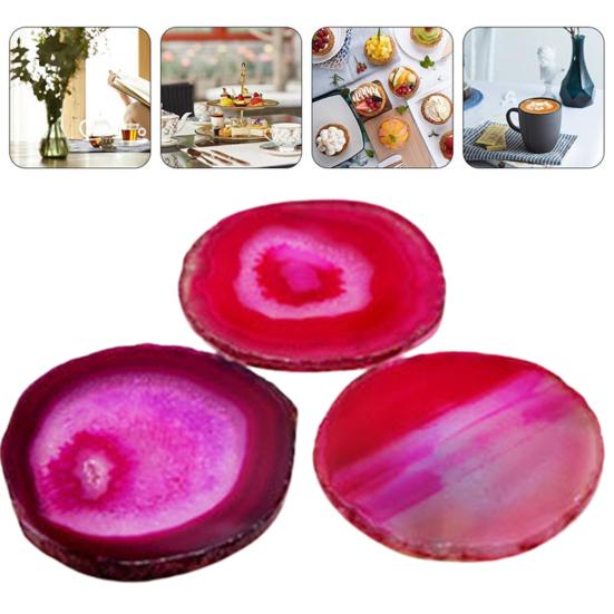 Polished Dyed Coaster Compact Stone Natural Agate Sliced Coaster Desktop Decor