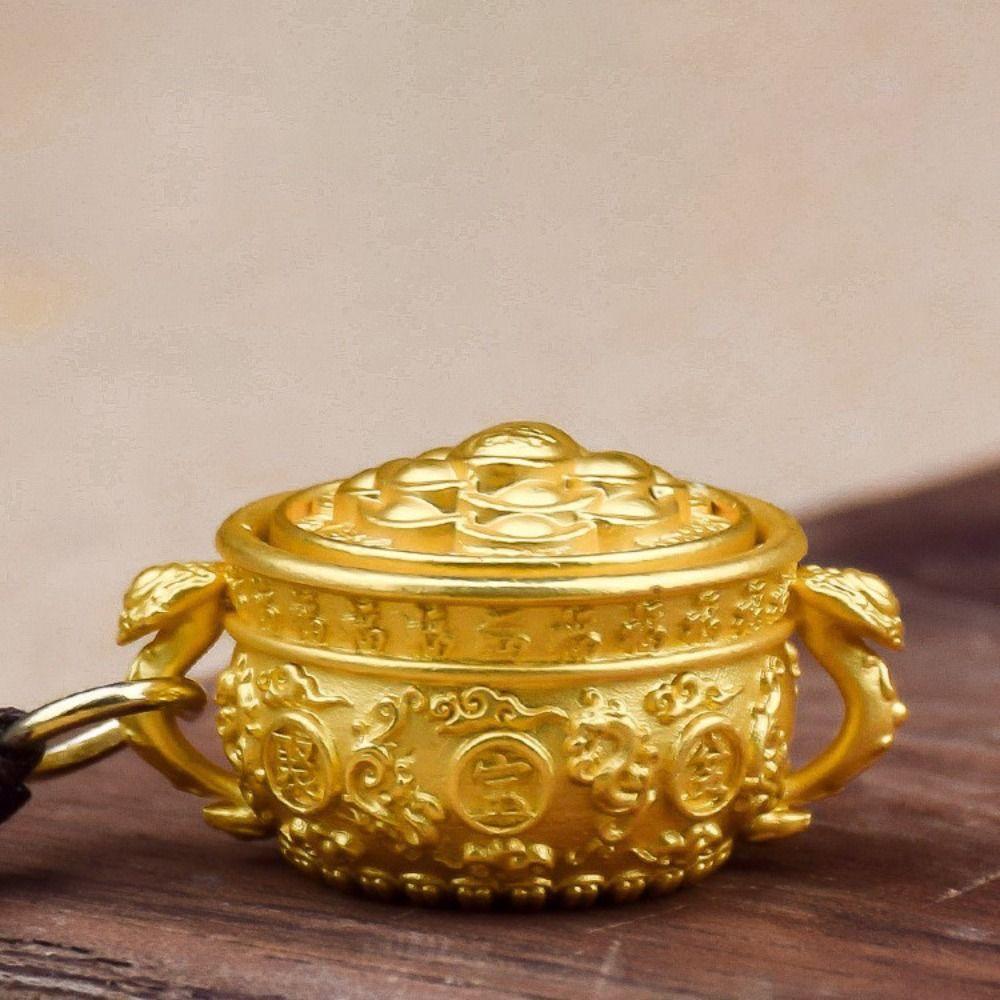 Brass Chinese Style Lucky Pendant Copper Car Key Ring Auspicious Zodiac Cornucopia Key Chain Men