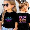 Детская футболка K-pop Охотник на демонов Графические топы Харадзюку Корейские мальчики девочки Уличная одежда Футболки с коротким рукавом Детская одежда