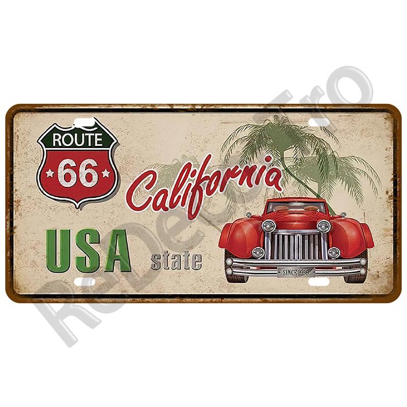 Garage Car Retro Route 66 Tinplates Plate Metal Sign Posters On The Wall Tin Sign Vintage Poster Home Decor Art Room Decoration