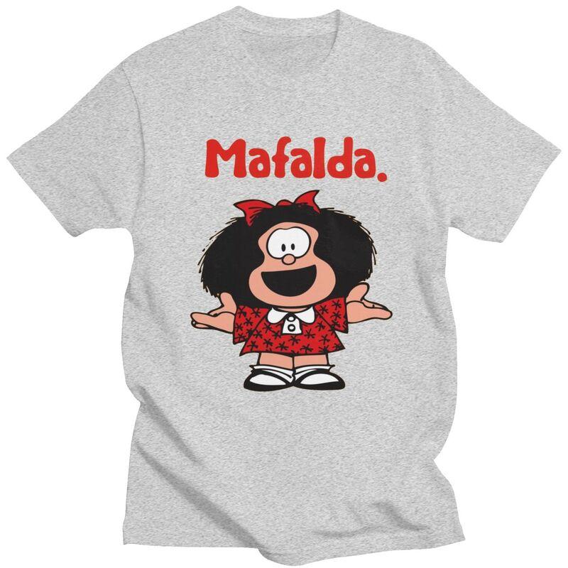 Custom Classic Quino Comic Cartoon Mafalda T Shirts Men Tshirts Casual Tee Pure Cotton Oversized Tshirt Merch