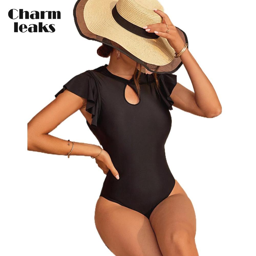 Charmleaks сексуальный цельный купальник с круглым вырезом и открытой спиной для женщин, банный костюм Monkini