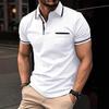 Men Clothes Summer Casual Short Sleeve Lapel Golf Polo Shirt Pocket Stitching Tops Polo Shirt