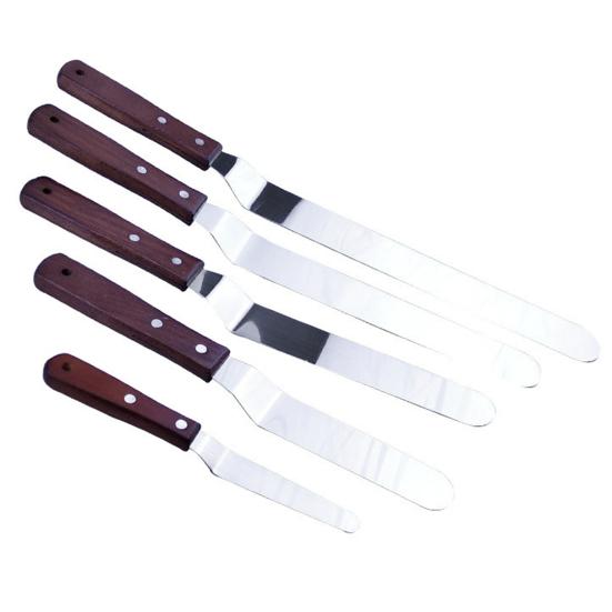 4/6/8/10/12-дюймовая лопатка для торта из нержавеющей стали с деревянной ручкой, пищевой крем, варенье, украшение торта, угловая лопаточка для глазури со смещением