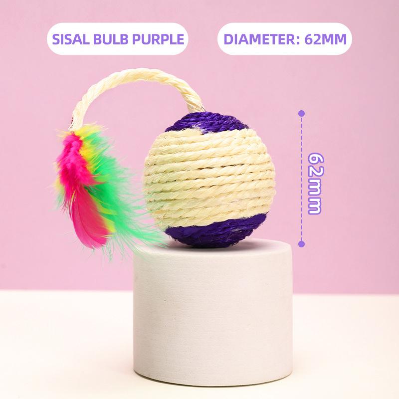 HOOPET Cat Sisal Rope Weave Ball Teaser Play Chewing Scratch Catch Toy Interactive Scratch Chew Toy For Pet Cat Dog Supplies