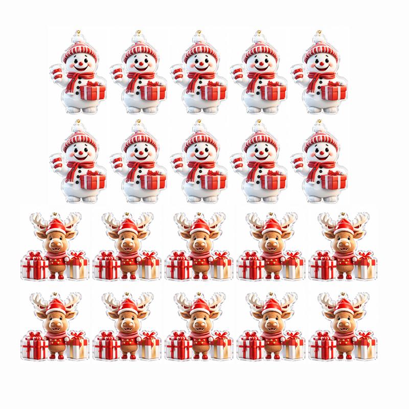 Christmas Tree Hanging Ornaments Acrylic Snowman Santa Elk Pendant Xmas Home Party Decor Holiday Gift Decoration Supplies
