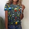 Футболка с принтом «Пузырьки и капли» в винтажном стиле с круглым вырезом 3D, женская модная футболка с короткими рукавами на весну/лето