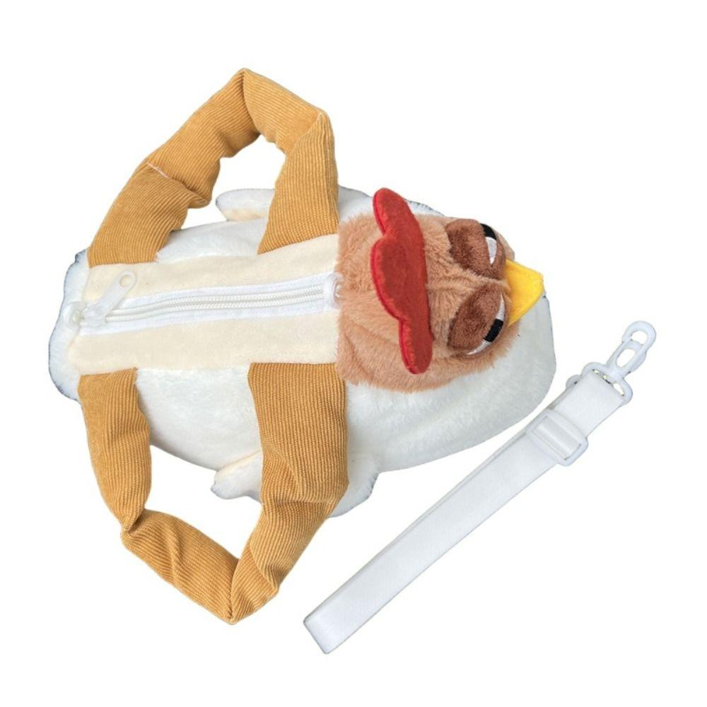 Adjustable Shoulder Strap Chicken Plush Bag Large Capacity Cartoon Tote Bag  Girls