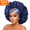 1PCS Satin Hair Bonnet For Women Elastic Wide Band Sleep Cap Silkly Satin Cap For Braid Curly Natural Straight Hair - Bathroom Accessories