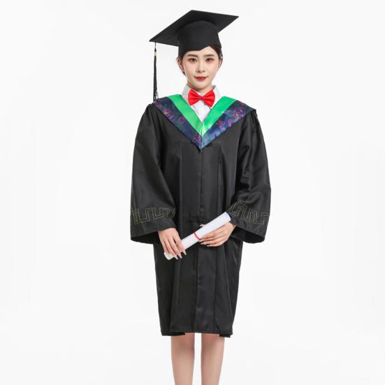 Матовая выпускная мантия бакалавра, шапочка с кисточками, комплект с V-образным вырезом и длинными рукавами, выпускной комплект с шапочкой и мантией, реквизит для фотосессий на выпускной
