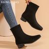Ankle Boots Winter Women Shoes Pointed Toe Retro Mid Heels Suede Shoes 2025 Trend Designer Classic Goth Winter Botas De Mujer