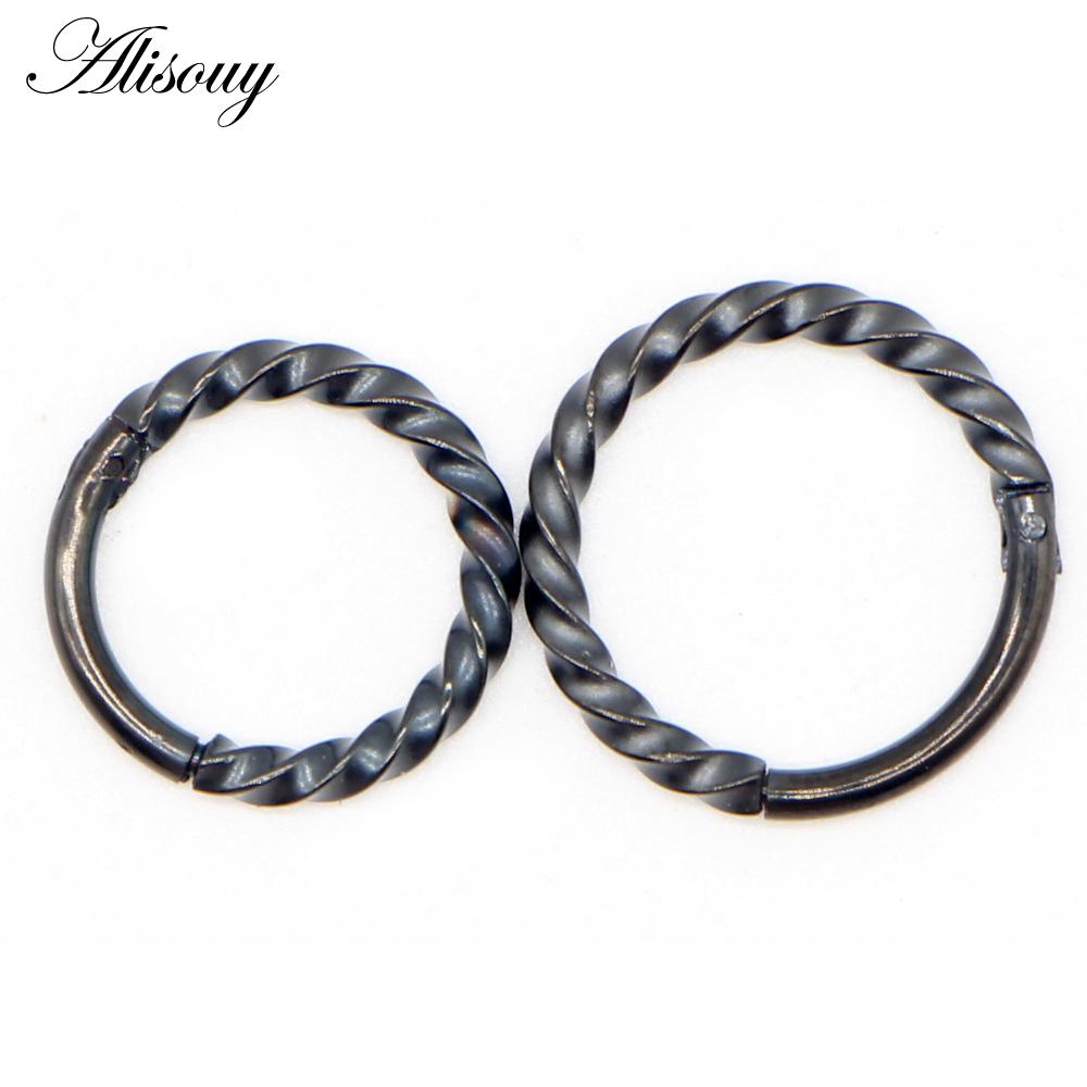 Alisouy 1PC 8-10mm 16g Stainless Steel Hinged Segment Clicker Ring Nose Septum Piercing Helix Cartilage Daith Twist Body Jewelry