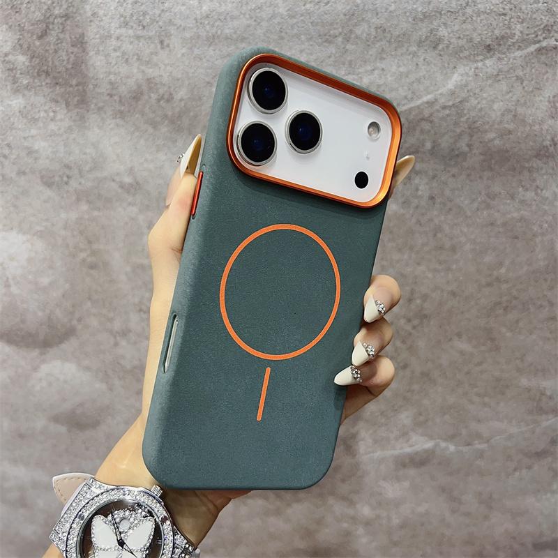 Роскошный чехол с текстурой слона для MagSafe для iPhone 17 Air 16 15 Pro Max, магнитная беспроводная зарядка, сплавленная линза, противоударный чехол
