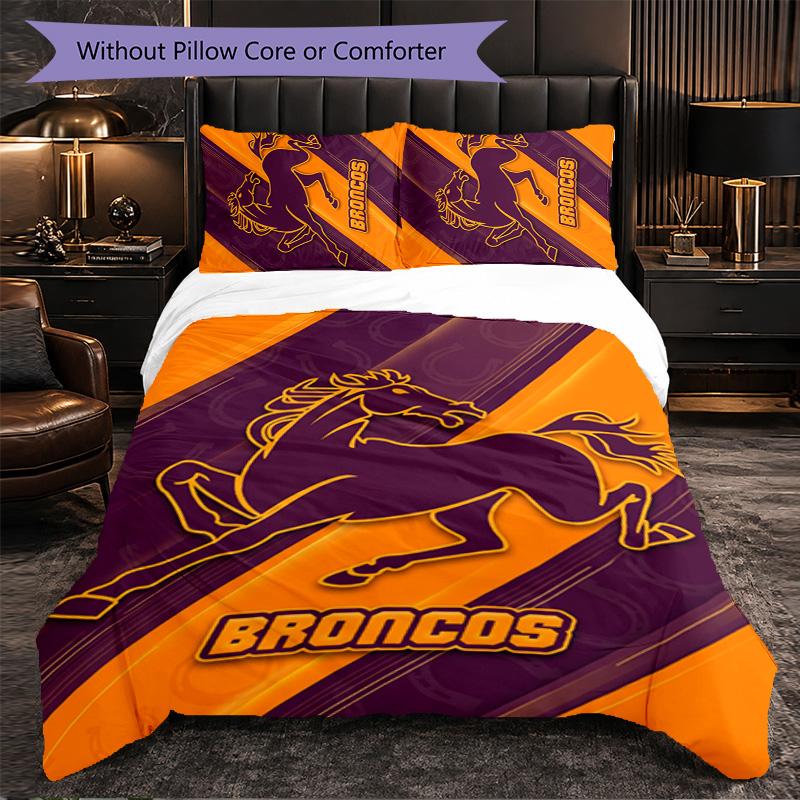 Brisbane Broncos Pattern Microfiber 3Pcs Bedding Set Decor Duvet Cover Set For Bedroom Home Use