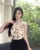 Summer wear French floral satin sling vest female chic pure desire hot girl sexy neck tube top