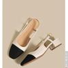 Summer New Colorblock Splicing Shallow Mouth Fashionable and Simple Style Outwear Women's Sandals High Heel Single Shoes Women