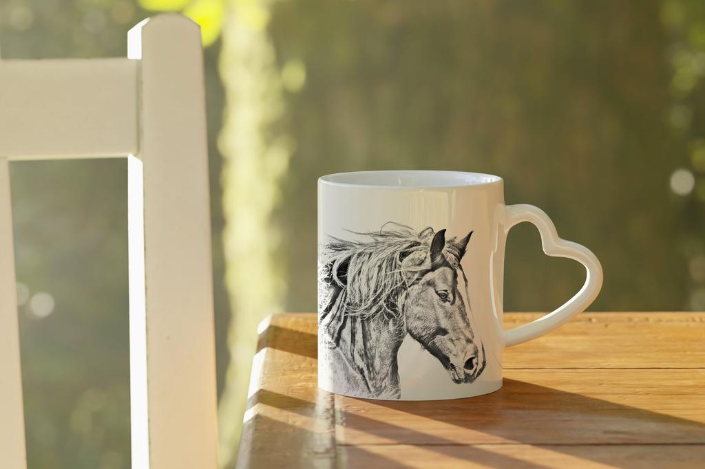 Freiberger - cup with a horse, a cute cup with a heart-shaped handle, a universal gift from the Art-Dog brand