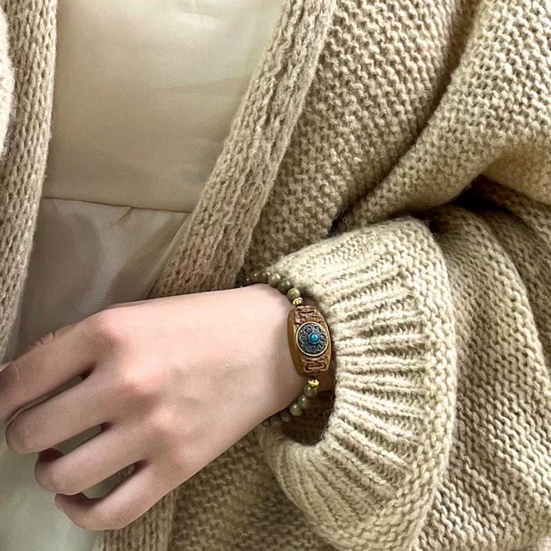 Rosewood simple accessories bracelet, retro solid wood wood bracelet, men's and women's bracelet, couple's gift handlebar play