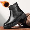 Зимние ботинки мужские из натуральной кожи в стиле ретро простые высокие повседневные ботинки на толстой подошве ботильоны