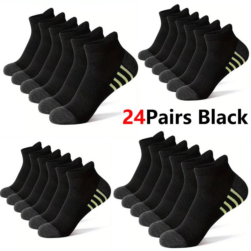 12Pairs Men's plus Size Sports Socks EU39-46 Breathable Comfortable Black White Leisure Outdoor Short Socks for Men