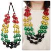 Women Bead Woven Long Necklace Bohemian Ethnic Coconut Shell Pendant Multi-layered